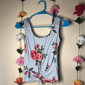 Floral Tie Front Blouse